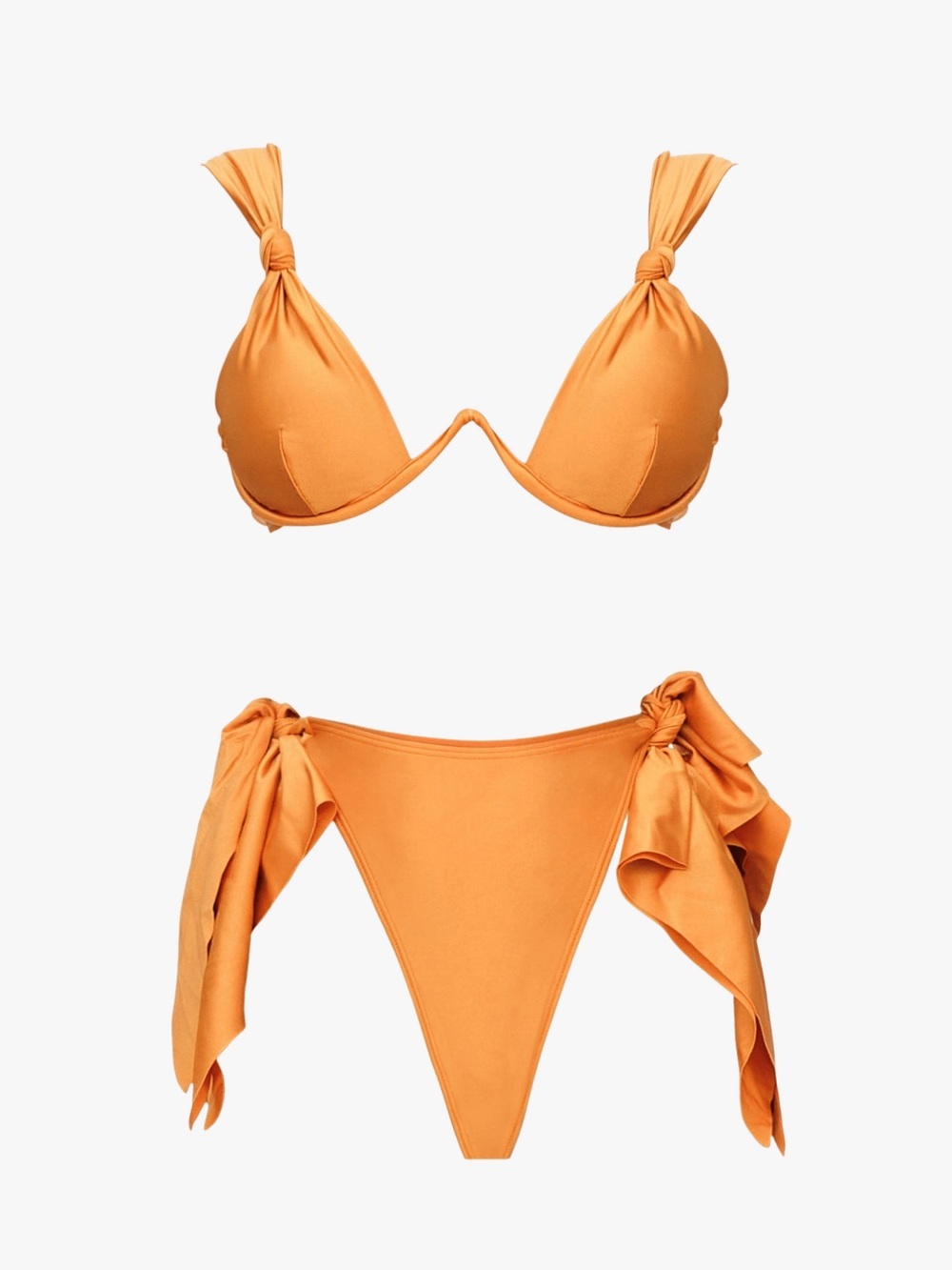Andrea Iyamah Rai Bikini Size S Golden Orange Knotted Triangle Top Bottoms Chic